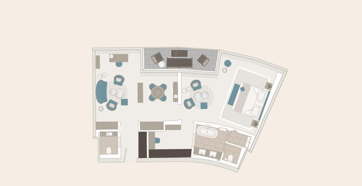 The Fontenay Αμβούργο Δωμάτιο φωτογραφία Floorplan of a typical suite